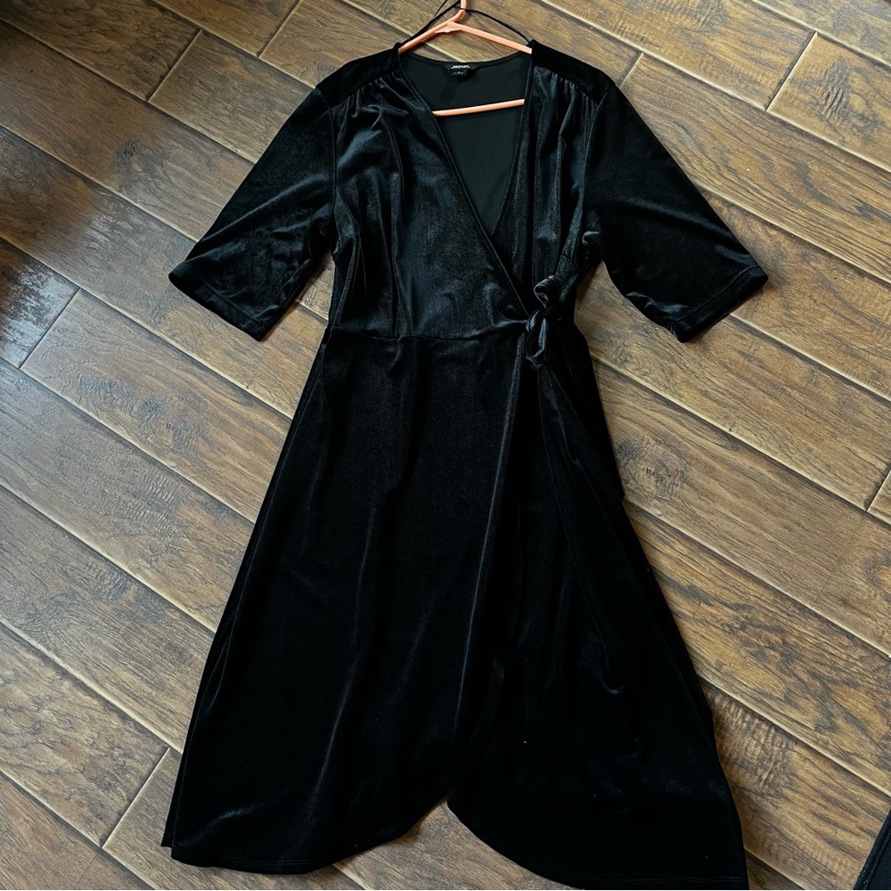 Elegant Black Velvet Whimsygoth Wrap Dress